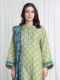 Edenrobe Allure Lime Printed Khaddar 3-Piece Suit | EWU6A3-37185-3P