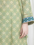 Edenrobe Allure Lime Printed Khaddar 3-Piece Suit | EWU6A3-37185-3P