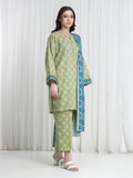 Edenrobe Allure Lime Printed Khaddar 3-Piece Suit | EWU6A3-37185-3P