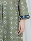 Edenrobe Allure Green Printed Khaddar 3-Piece Suit | EWU6A3-37189-3P