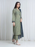 Edenrobe Allure Green Printed Khaddar 3-Piece Suit | EWU6A3-37189-3P