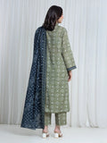 Edenrobe Allure Green Printed Khaddar 3-Piece Suit | EWU6A3-37189-3P