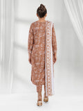 Edenrobe Allure Brown Printed Khaddar 3-Piece Suit | EWU6A3-37192-3P
