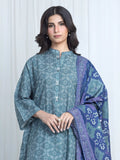 Edenrobe Allure Teal Printed Khaddar 3-Piece Suit | EWU6A3-37196-3P