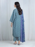 Edenrobe Allure Teal Printed Khaddar 3-Piece Suit | EWU6A3-37196-3P
