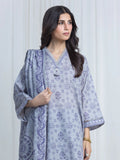 Edenrobe Allure Grey Printed Khaddar 3-Piece Suit | EWU6A3-37203-3P