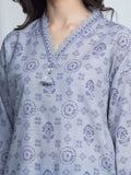 Edenrobe Allure Grey Printed Khaddar 3-Piece Suit | EWU6A3-37203-3P