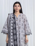 Edenrobe Allure Grey Printed Khaddar 3-Piece Suit | EWU6A3-37209-3P