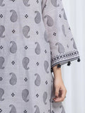 Edenrobe Allure Grey Printed Khaddar 3-Piece Suit | EWU6A3-37209-3P