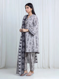 Edenrobe Allure Grey Printed Khaddar 3-Piece Suit | EWU6A3-37209-3P