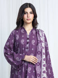 Edenrobe Allure Purple Printed Khaddar 3-Piece Suit | EWU6A3-37210-3P