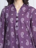 Edenrobe Allure Purple Printed Khaddar 3-Piece Suit | EWU6A3-37210-3P