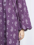 Edenrobe Allure Purple Printed Khaddar 3-Piece Suit | EWU6A3-37210-3P