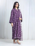 Edenrobe Allure Purple Printed Khaddar 3-Piece Suit | EWU6A3-37210-3P