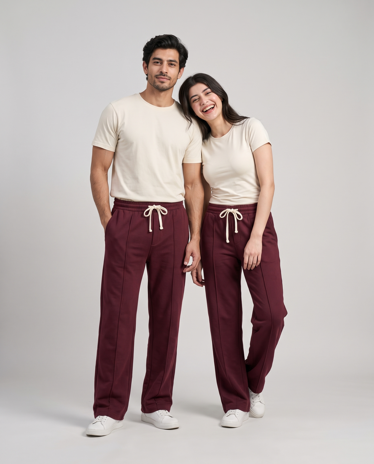 Imported Terry Trousers — Burgundy