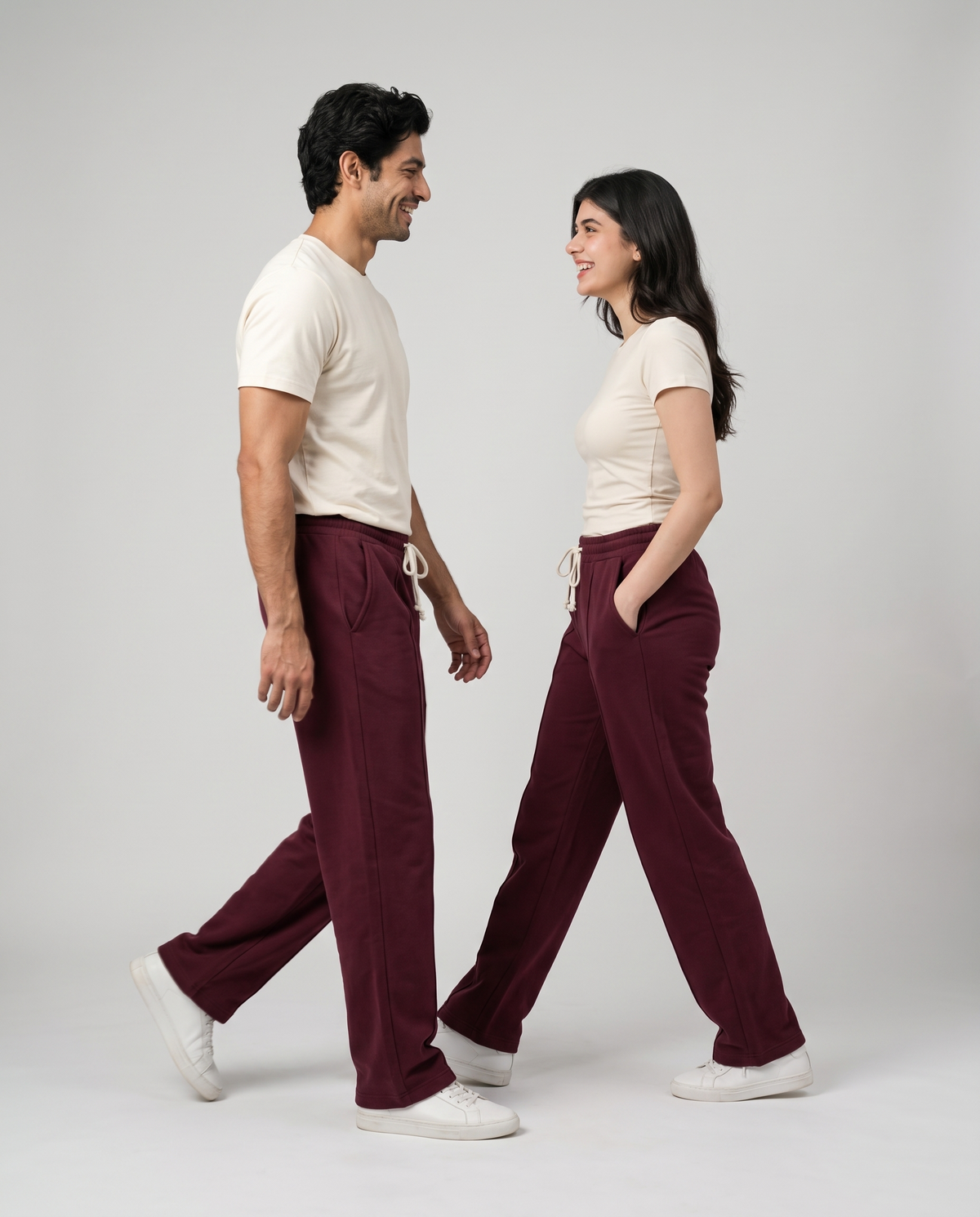 Imported Terry Trousers — Burgundy
