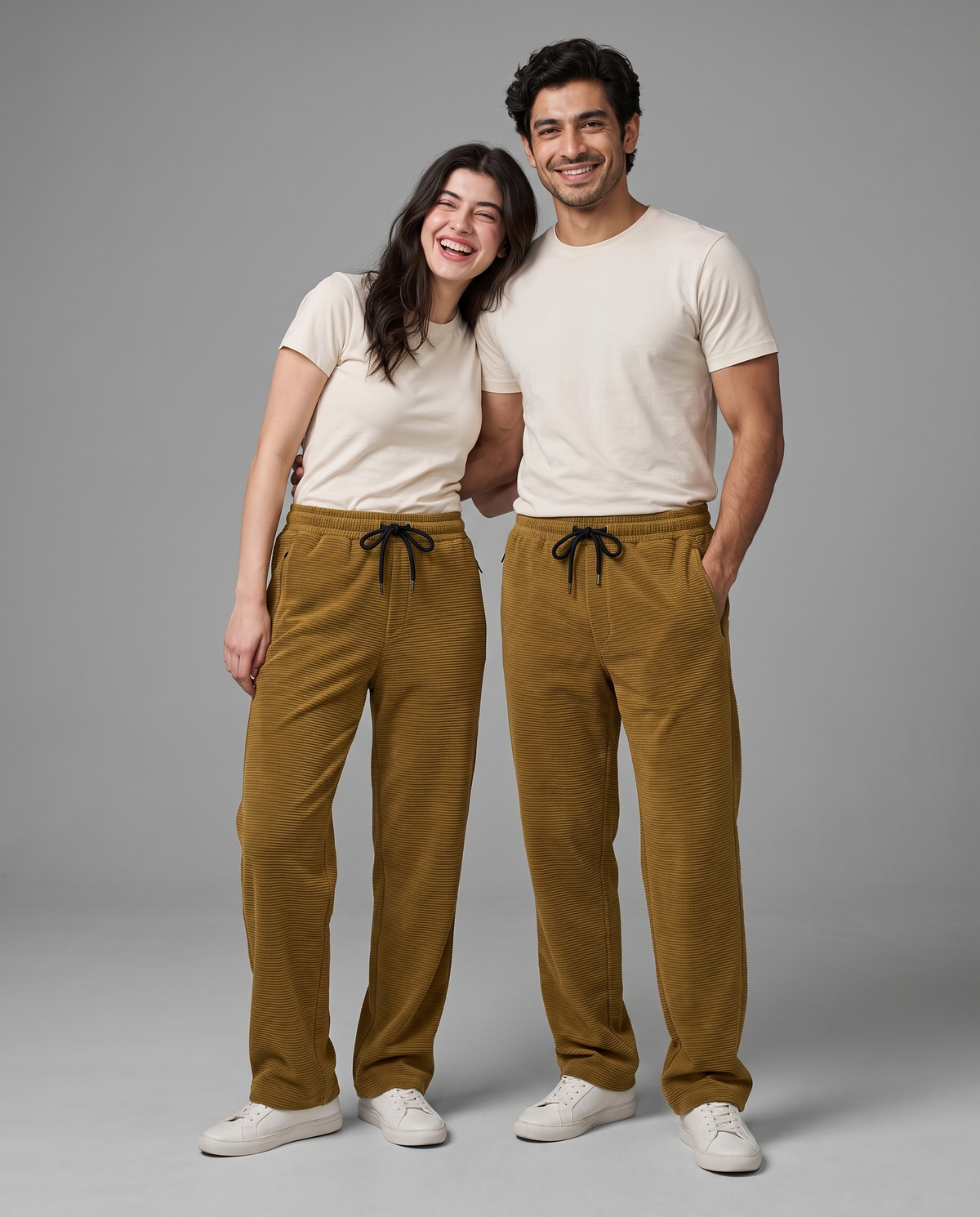 Imported Stretch Corduroy Trousers — Olive Bronze