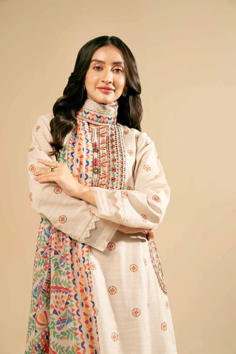 Nishat Linen Unstitched 3-Piece — Cream | 42405048