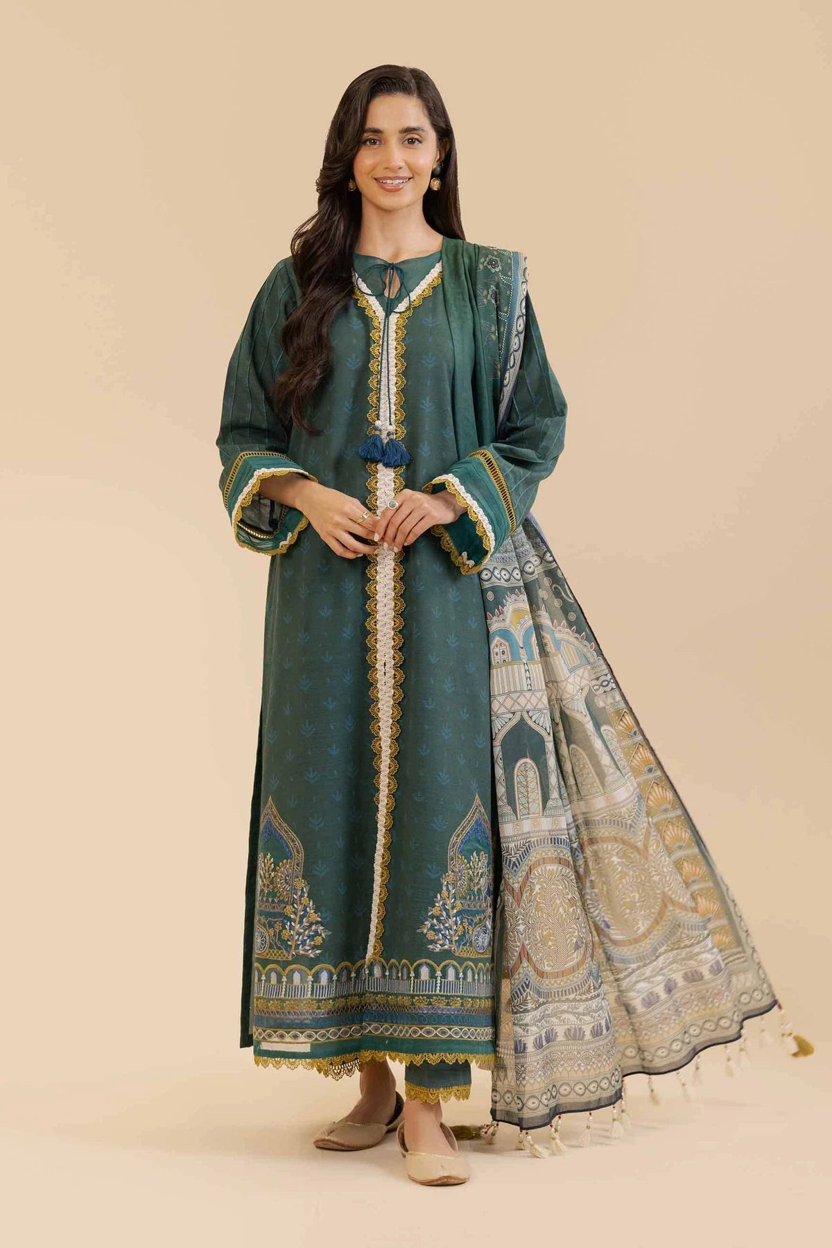 Nishat Linen Unstitched 3-Piece — Deep Teal | 42405049