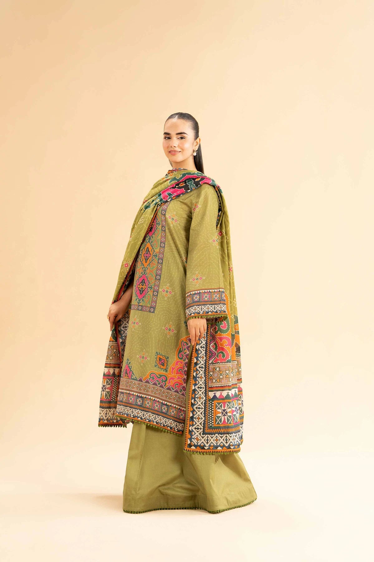 Nishat Linen Unstitched 3-Piece — Olive | 42503133