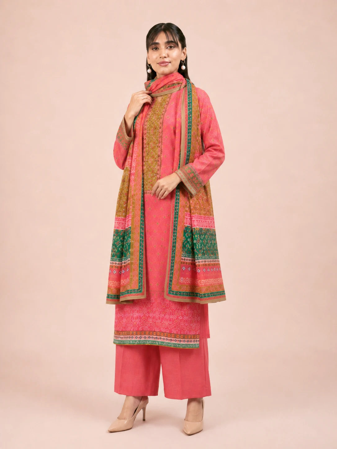 Nishat Linen Unstitched 3-Piece — Coral | 42503135