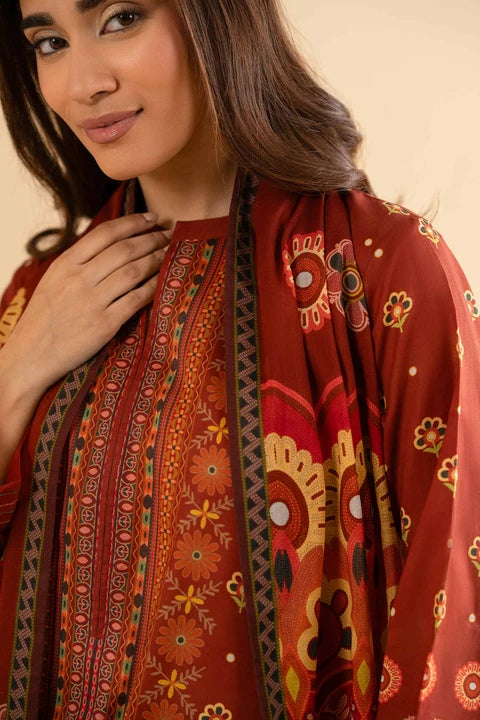Nishat Linen Unstitched 3-Piece — Rust | 42503140