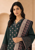 Sapphire Deep Green Embroidered Linen 3-Piece Suit | CL11-102
