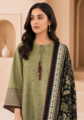 Sapphire Olive Embroidered Linen 3-Piece Suit | CL11-106