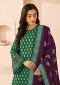 Sapphire Emerald Embroidered Linen 3-Piece Suit | CL11-107