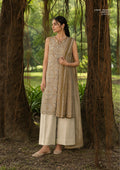 Sapphire Sand Paisley Printed Linen 3-Piece Suit | CL16-154