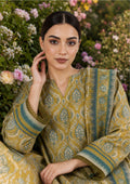 Sapphire Ochre Mosaic Printed Linen 3-Piece Suit | CL16-158
