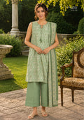 Sapphire Sage Garden Printed Linen 3-Piece Suit | CL16-159