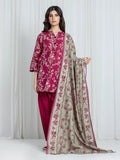 Edenrobe Allure Dark Pink Khaddar 3-Piece Suit | EWU6A3-37083-3P