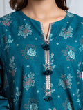 Edenrobe Allure Teal Khaddar 3-Piece Suit | EWU6A3-37071-3P