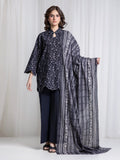 Edenrobe Allure Black Khaddar 3-Piece Suit | EWU6A3-37040-3P