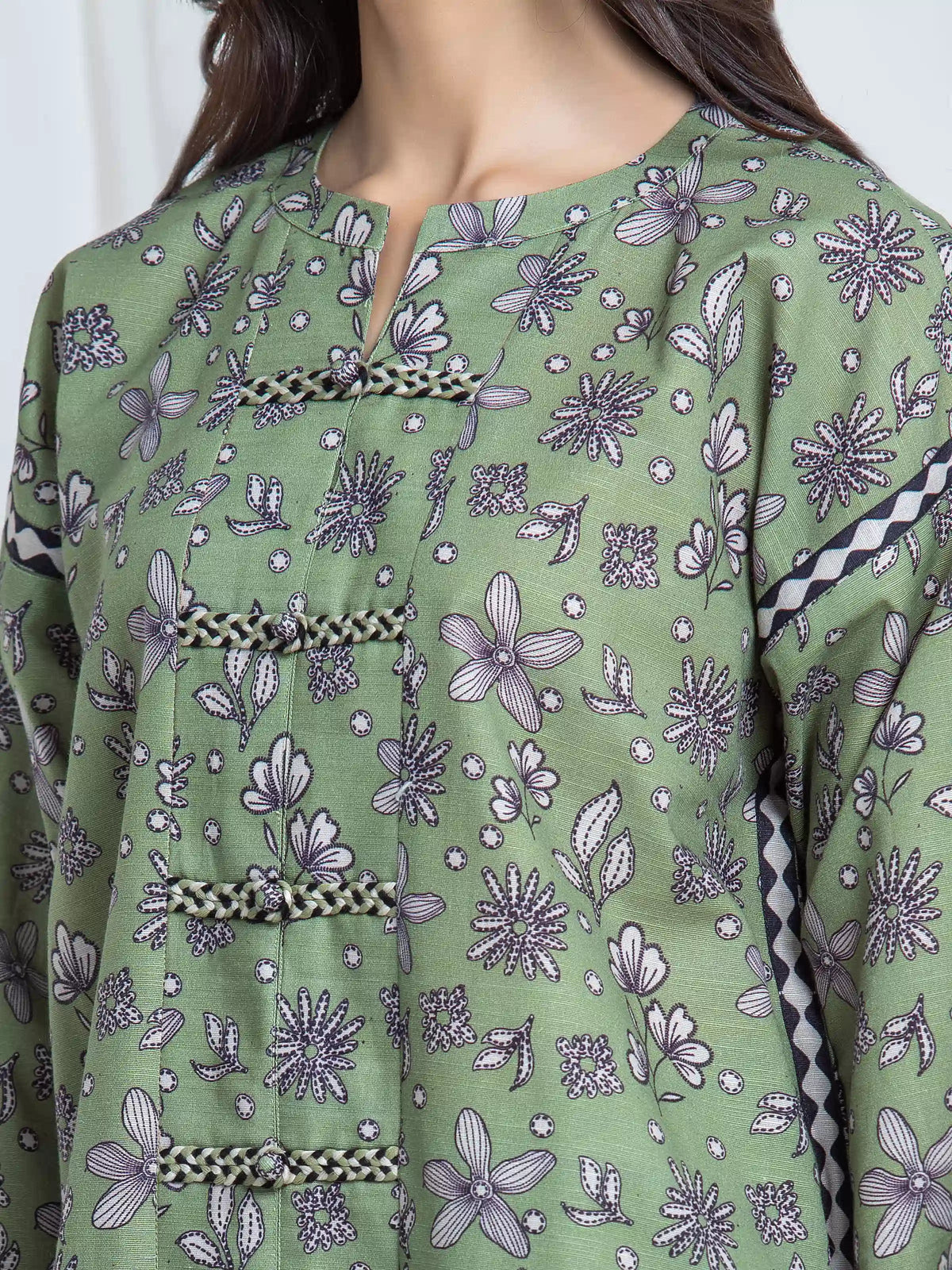 Edenrobe Allure Green Khaddar 3-Piece Suit | EWU6A3-37038-3P