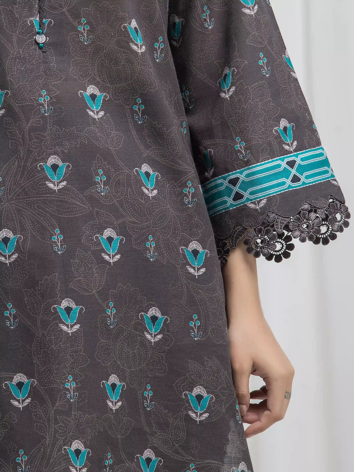 Edenrobe Allure Brown Khaddar 3-Piece Suit | EWU6A3-37035-3P